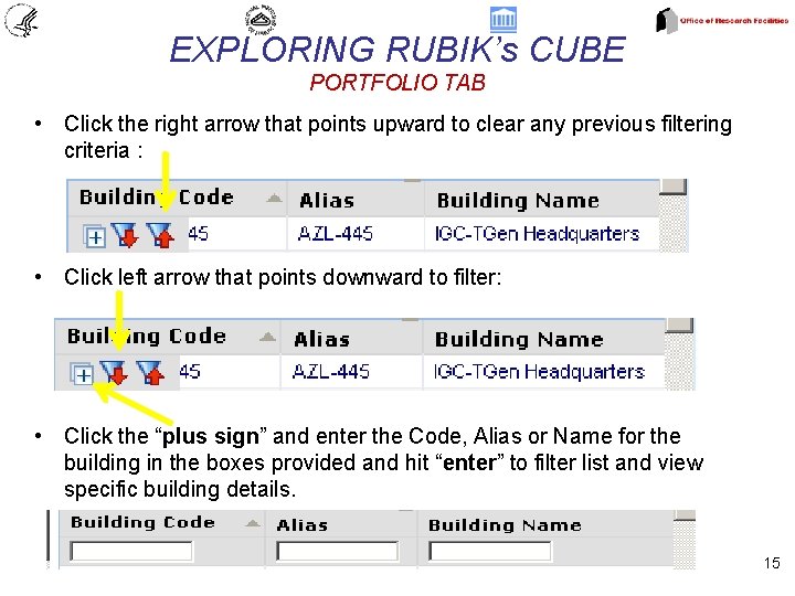 EXPLORING RUBIK’s CUBE PORTFOLIO TAB • Click the right arrow that points upward to