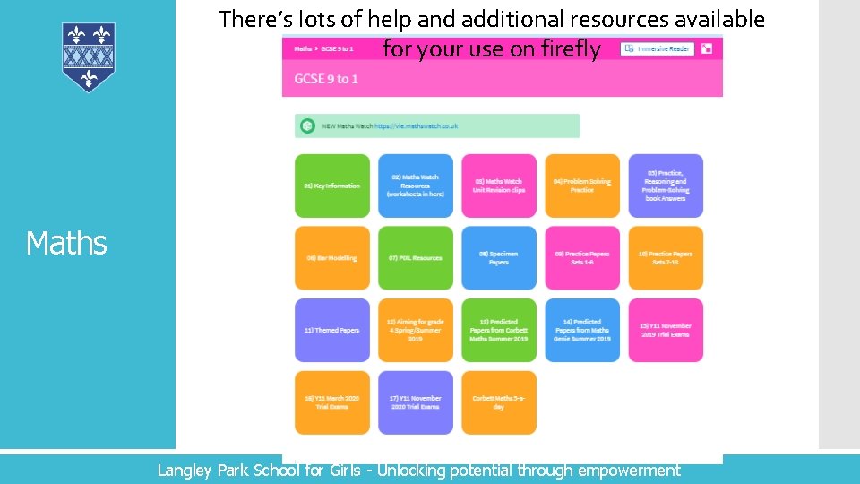 There’s lots of help and additional resources available for your use on firefly Maths
