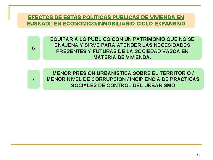 EFECTOS DE ESTAS POLITICAS PUBLICAS DE VIVIENDA EN EUSKADI: EN ECONOMICO/INMOBILIARIO CICLO EXPANSIVO 6