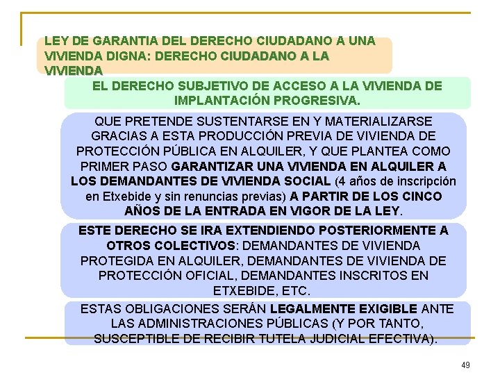 LEY DE GARANTIA DEL DERECHO CIUDADANO A UNA VIVIENDA DIGNA: DERECHO CIUDADANO A LA