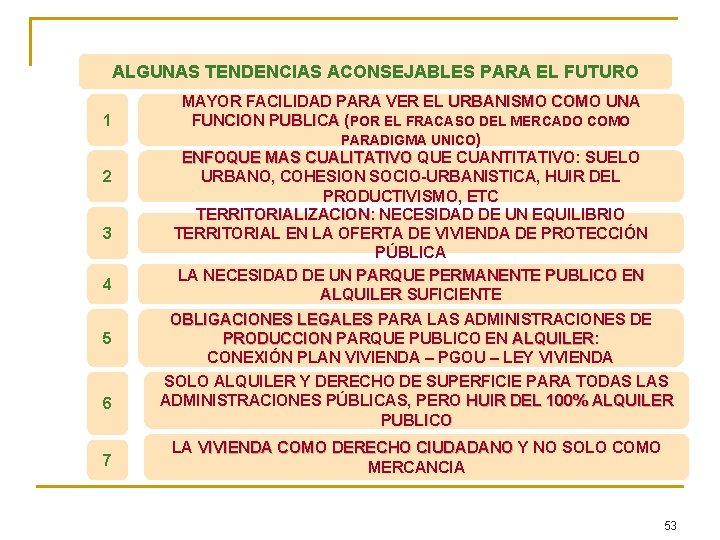 ALGUNAS TENDENCIAS ACONSEJABLES PARA EL FUTURO 1 2 3 4 5 6 7 MAYOR