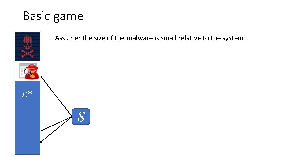 Basic game Assume: the size of the malware is small relative to the system