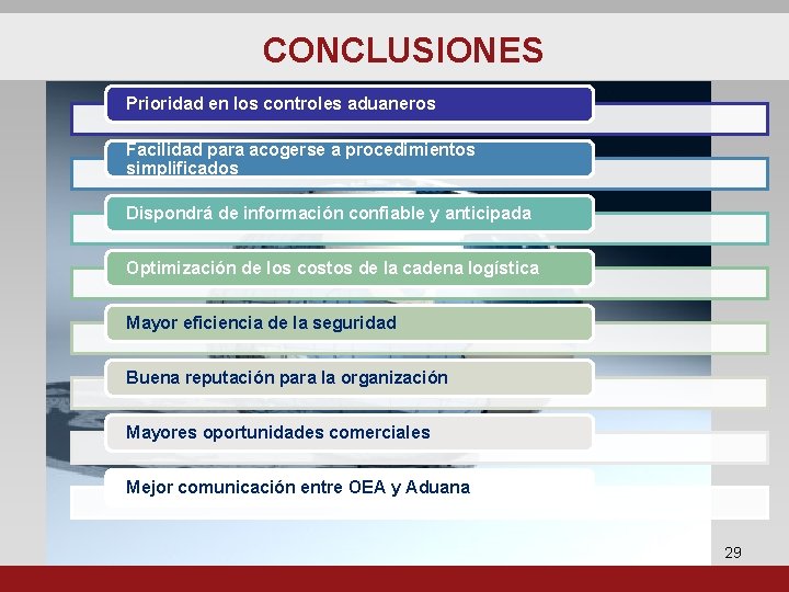 CONCLUSIONES Prioridad en los controles aduaneros Facilidad para acogerse a procedimientos simplificados Dispondrá de