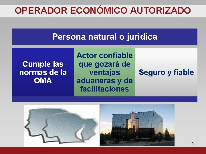 OPERADOR ECONÓMICO AUTORIZADO Persona natural o jurídica Cumple las normas de la OMA Actor