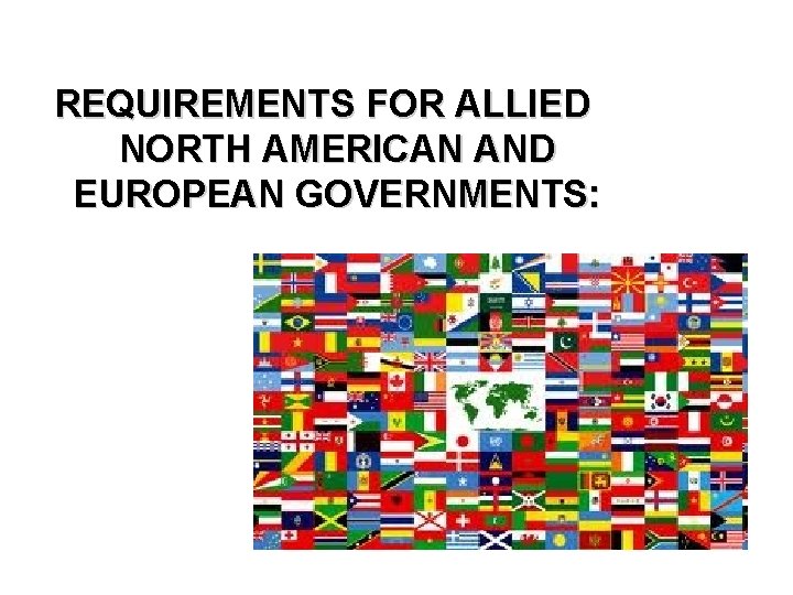 REQUIREMENTS FOR ALLIED NORTH AMERICAN AND EUROPEAN GOVERNMENTS: 