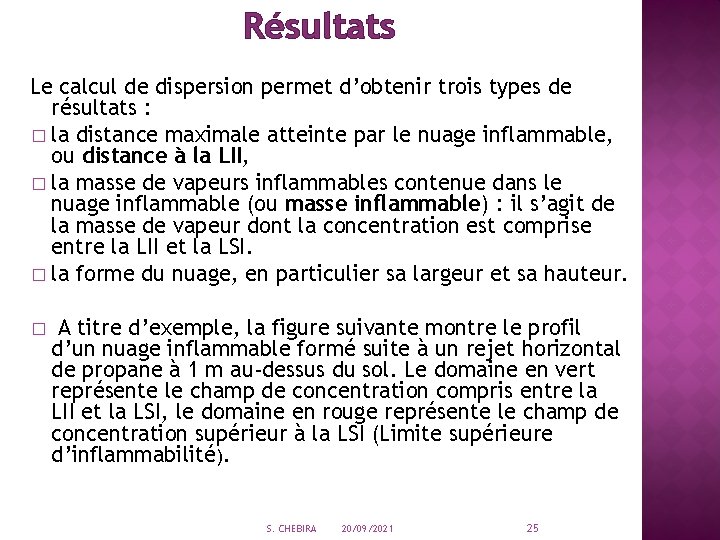 Résultats Le calcul de dispersion permet d’obtenir trois types de résultats : � la