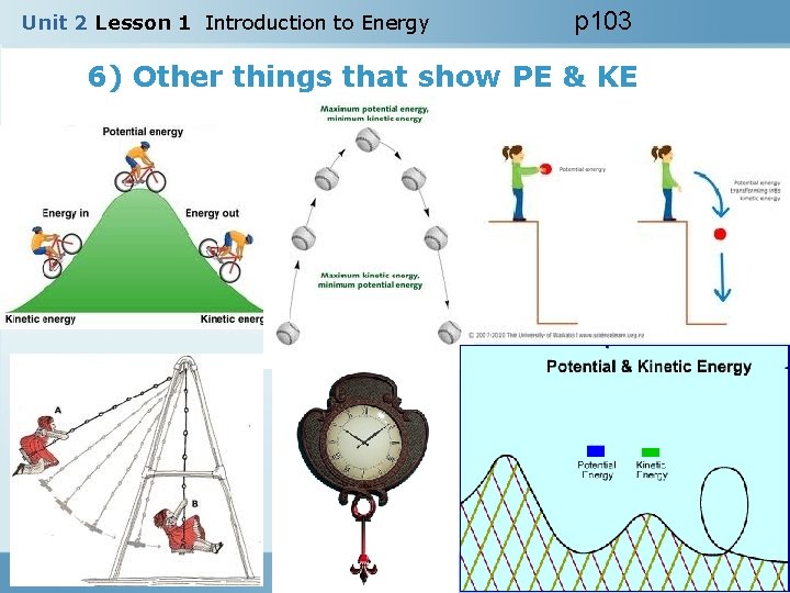 Unit 2 Lesson 1 Introduction to Energy p 103 6) Other things that show