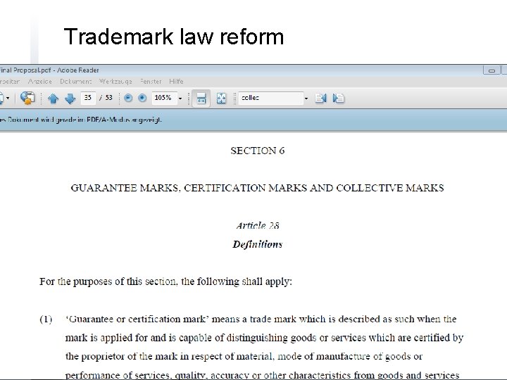 Trademark law reform 