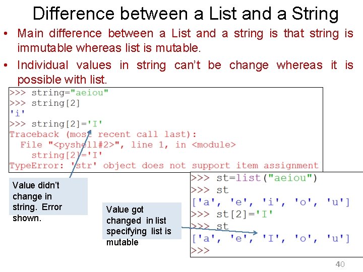 Difference between a List and a String • Main difference between a List and