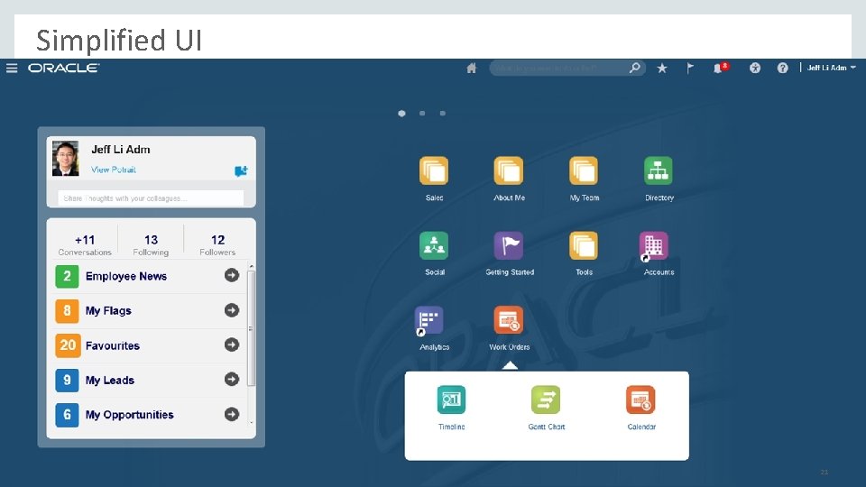 Simplified UI Copyright © 2015, Oracle and/or its affiliates. All rights reserved. 21 