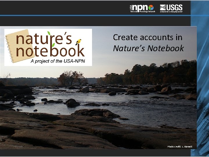 Create accounts in Nature’s Notebook Photo credit: L. Barnett 
