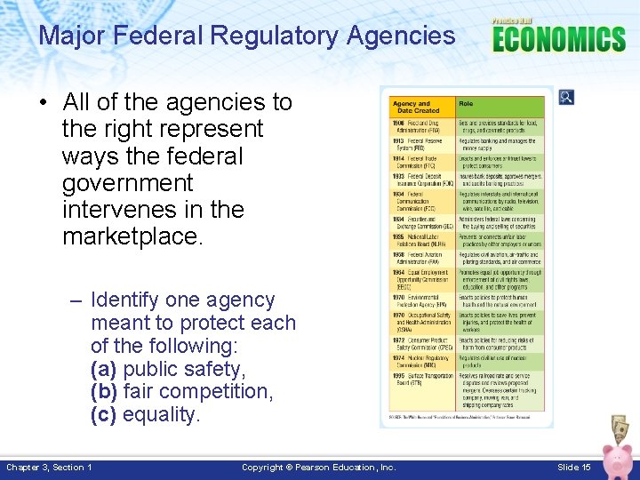 Major Federal Regulatory Agencies • All of the agencies to the right represent ways