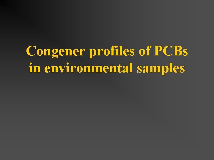 Congener profiles of PCBs in environmental samples 