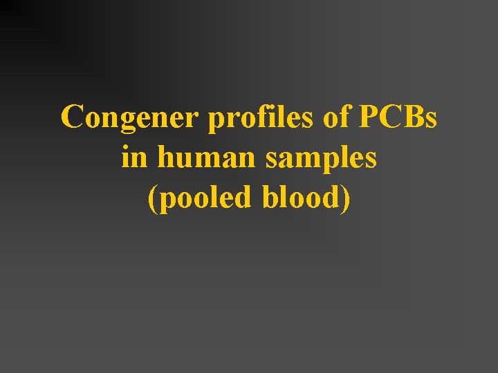 Congener profiles of PCBs in human samples (pooled blood) 