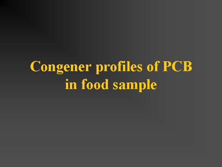 Congener profiles of PCB in food sample 