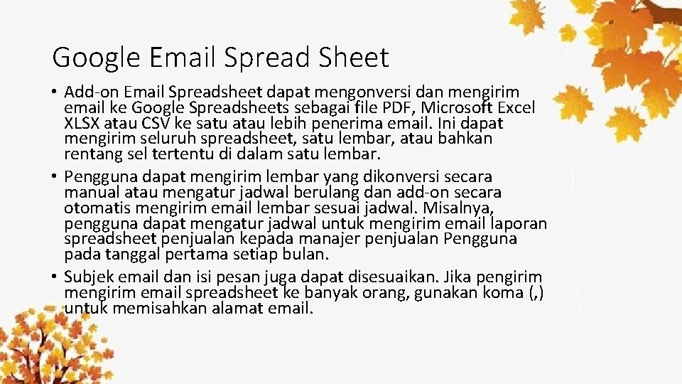 Google Email Spread Sheet • Add-on Email Spreadsheet dapat mengonversi dan mengirim email ke