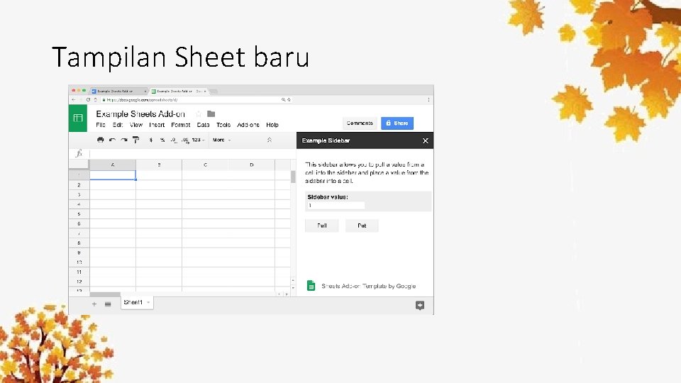 Tampilan Sheet baru 