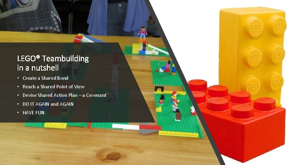 LEGO® Teambuilding in a nutshell • Create a Shared Bond • Reach a Shared
