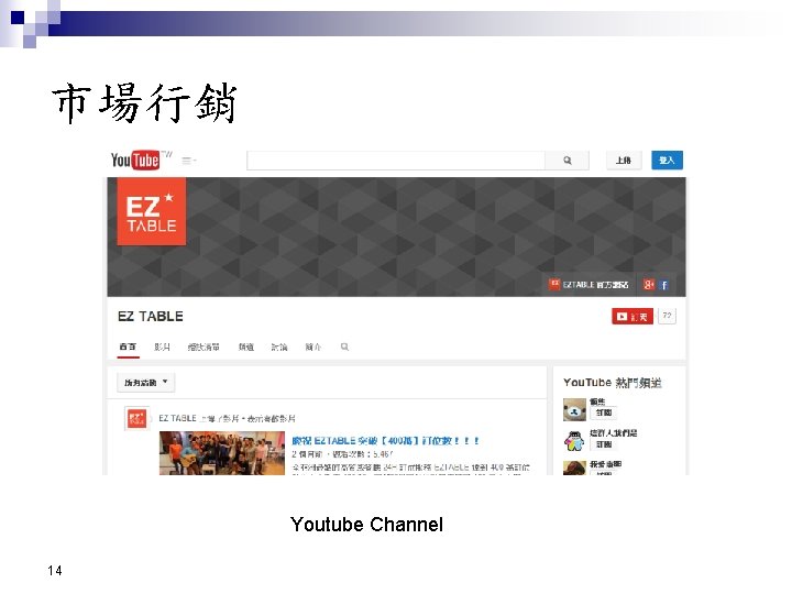 市場行銷 Youtube Channel 14 