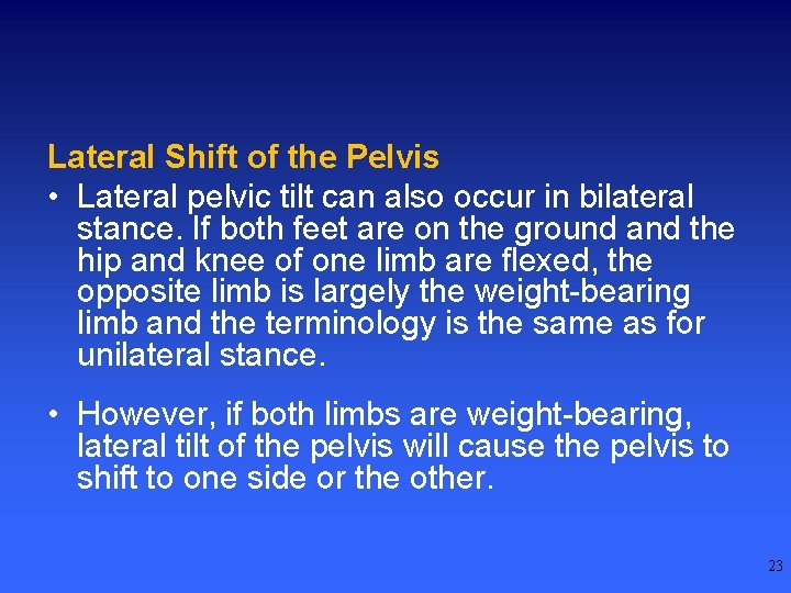 Lateral Shift of the Pelvis • Lateral pelvic tilt can also occur in bilateral