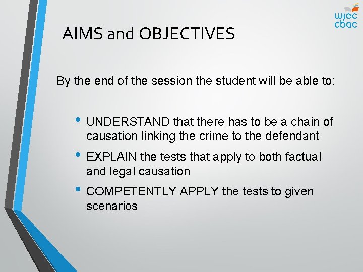 AIMS and OBJECTIVES By the end of the session the student will be able
