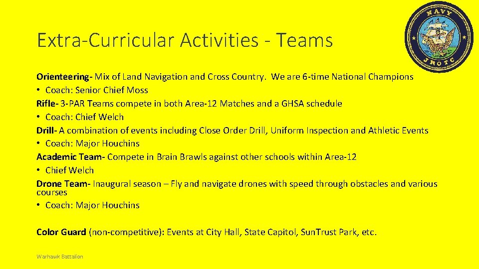 Extra-Curricular Activities - Teams Orienteering- Mix of Land Navigation and Cross Country. We are