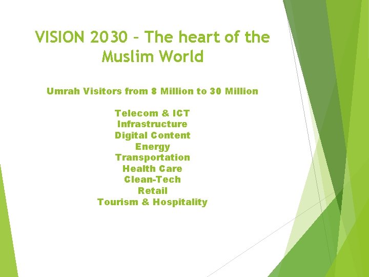 VISION 2030 – The heart of the Muslim World Umrah Visitors from 8 Million