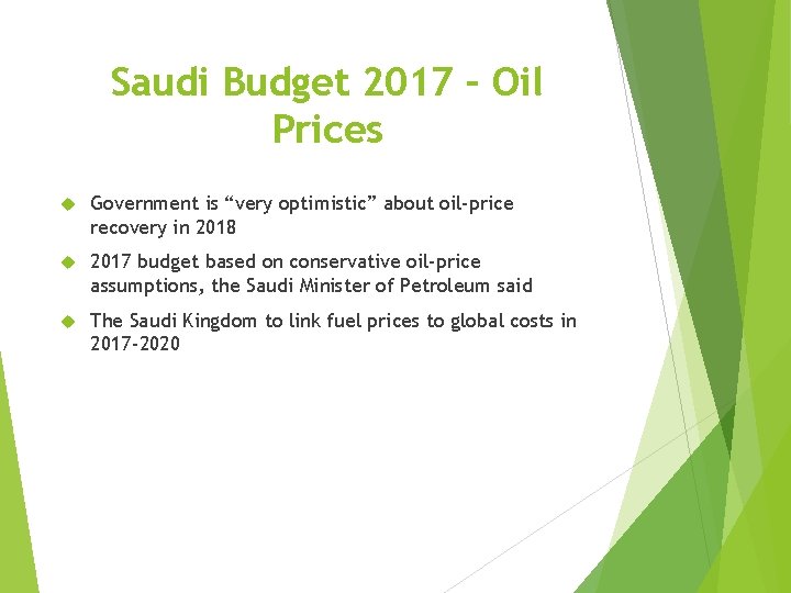 Saudi Budget 2017 – Oil Prices Government is “very optimistic” about oil-price recovery in