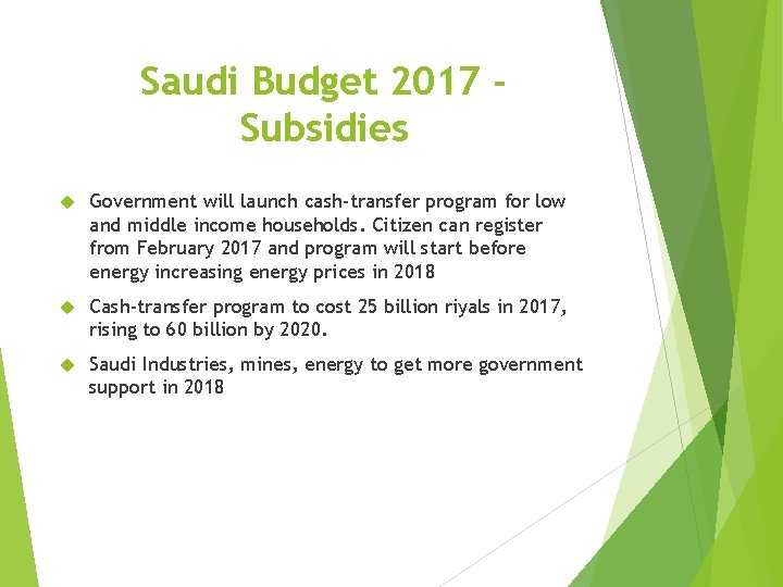 Saudi Budget 2017 Subsidies Government will launch cash-transfer program for low and middle income