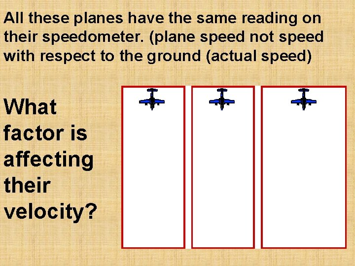 All these planes have the same reading on their speedometer. (plane speed not speed