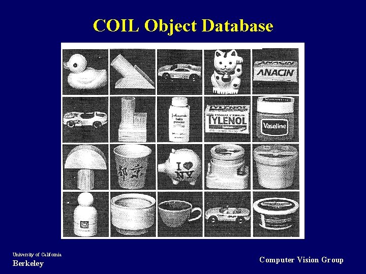 COIL Object Database University of California Berkeley Computer Vision Group 