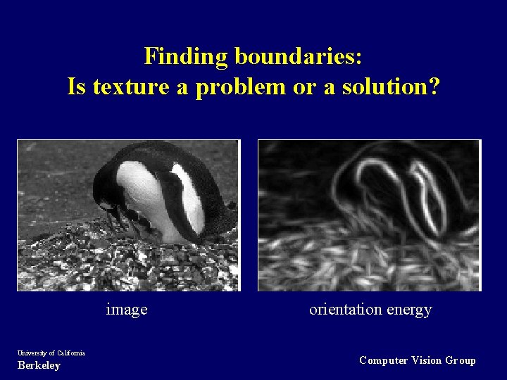 Finding boundaries: Is texture a problem or a solution? image University of California Berkeley