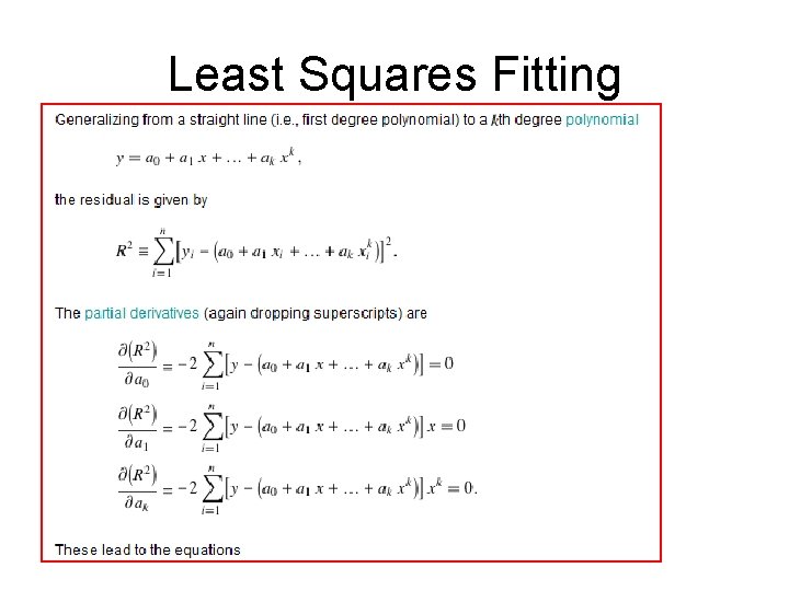 Least Squares Fitting 