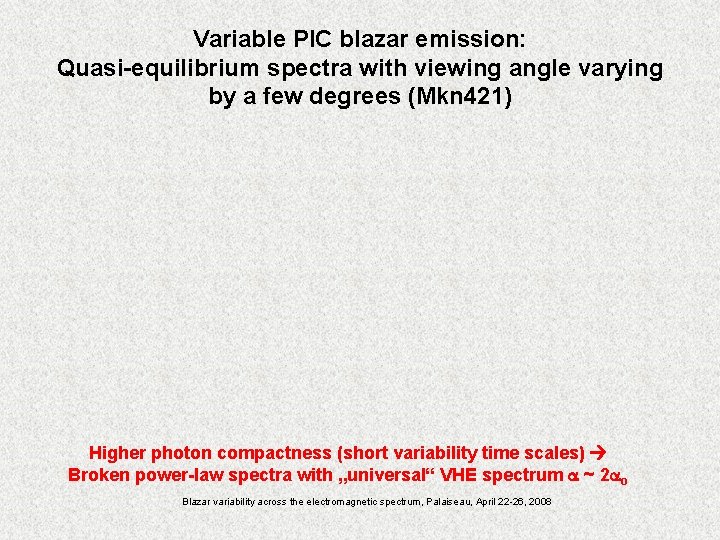 Variable PIC blazar emission: Quasi-equilibrium spectra with viewing angle varying by a few degrees