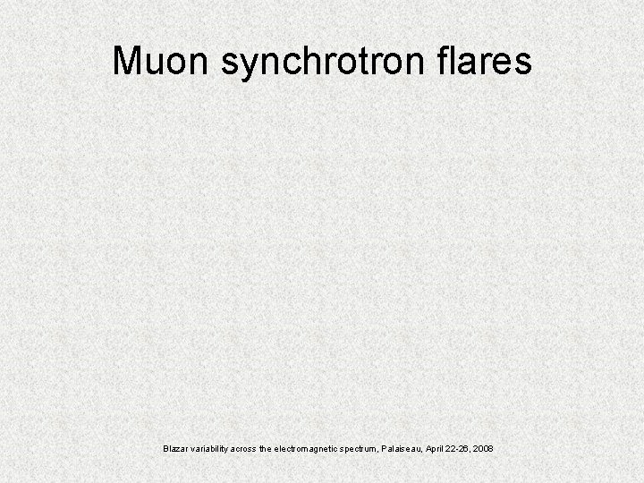 Muon synchrotron flares Blazar variability across the electromagnetic spectrum, Palaiseau, April 22 -26, 2008