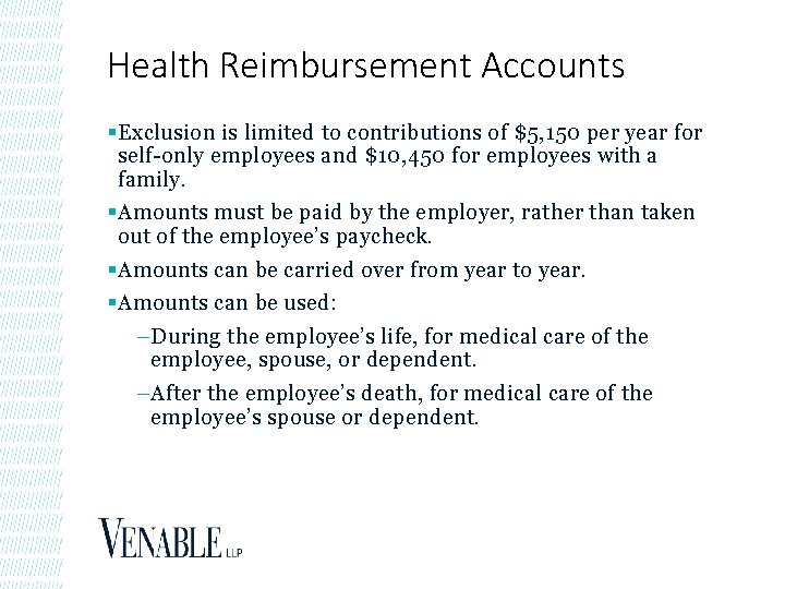 Health Reimbursement Accounts § Exclusion is limited to contributions of $5, 150 per year