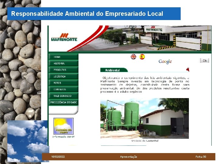 Responsabilidade Ambiental do Empresariado Local 15/02/2022 Apresentação Folha 30 