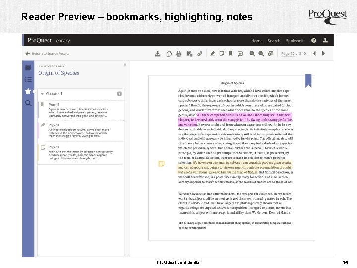 Reader Preview – bookmarks, highlighting, notes Pro. Quest Confidential 14 