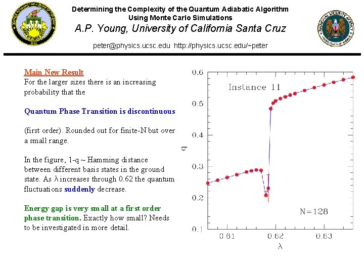 Determining the Complexity of the Quantum Adiabatic Algorithm Using Monte Carlo Simulations A. P.