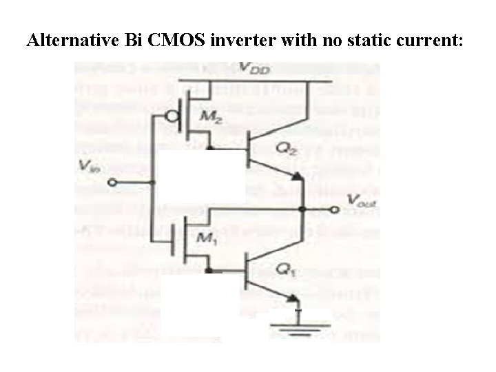 Alternative Bi CMOS inverter with no static current: 