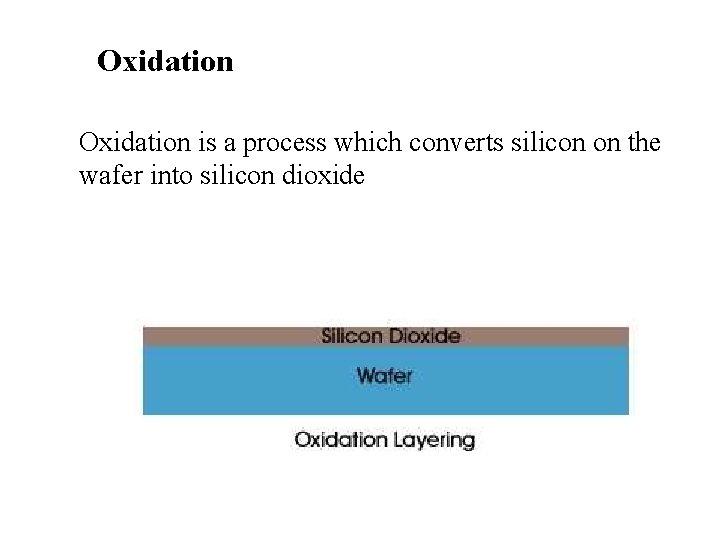 Oxidation is a process which converts silicon on the wafer into silicon dioxide 