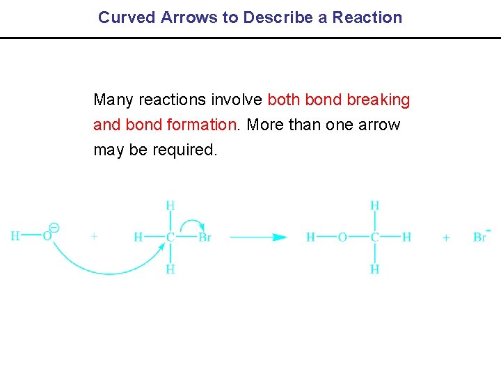Curved Arrows to Describe a Reaction Many reactions involve both bond breaking and bond