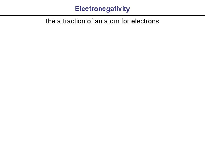Electronegativity the attraction of an atom for electrons 