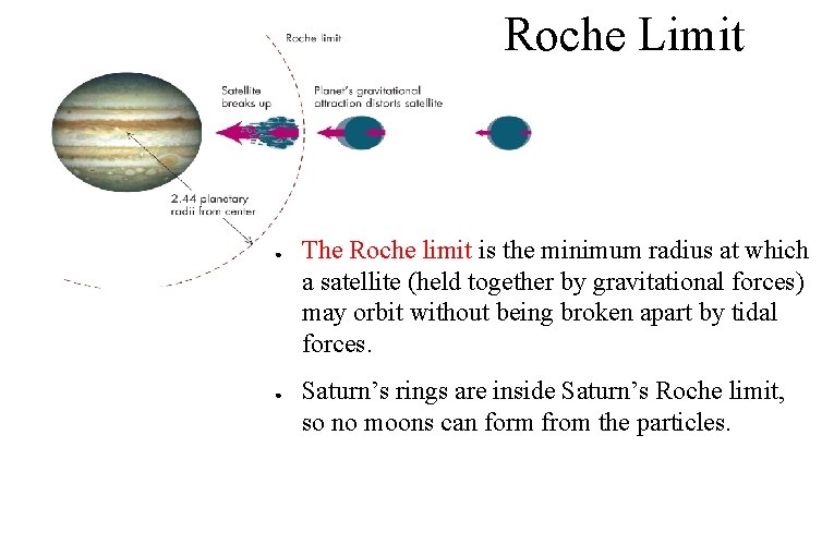 Roche Limit ● ● The Roche limit is the minimum radius at which a