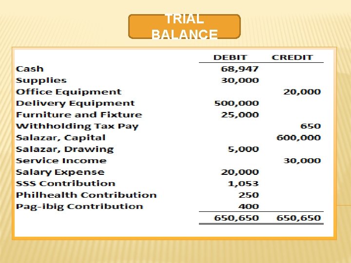 TRIAL BALANCE TRIAL BALANCE
