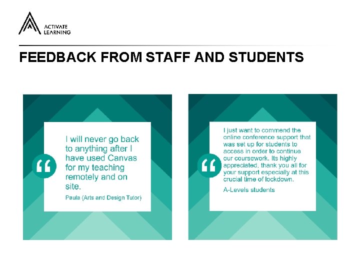 FEEDBACK FROM STAFF AND STUDENTS 