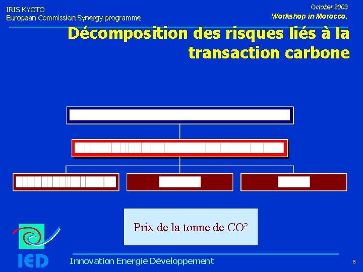 IRIS KYOTO European Commission Synergy programme October 2003 Workshop in Morocco, Décomposition des risques