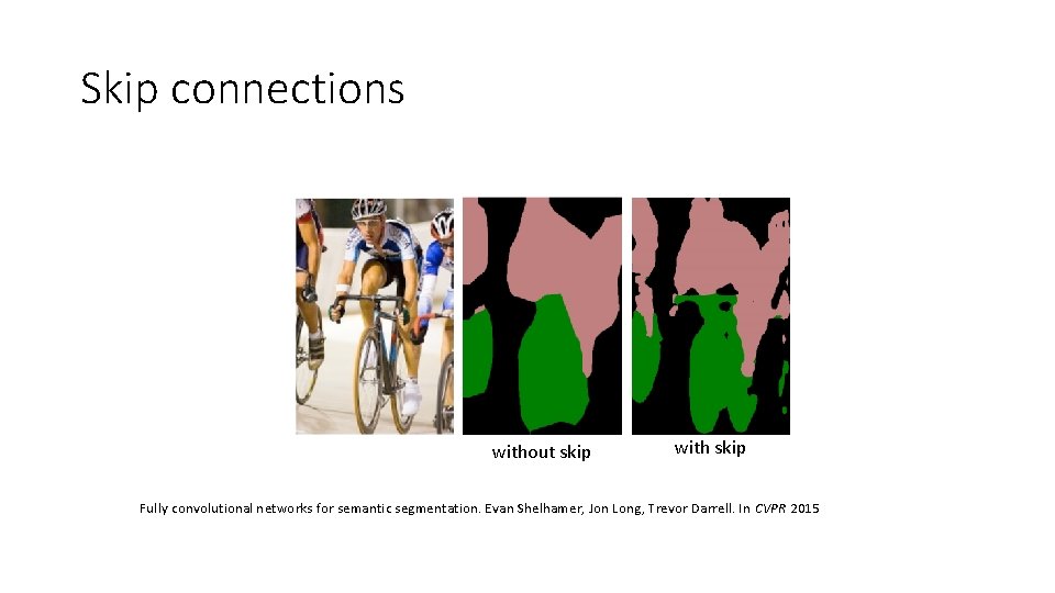 Skip connections without skip with skip Fully convolutional networks for semantic segmentation. Evan Shelhamer,