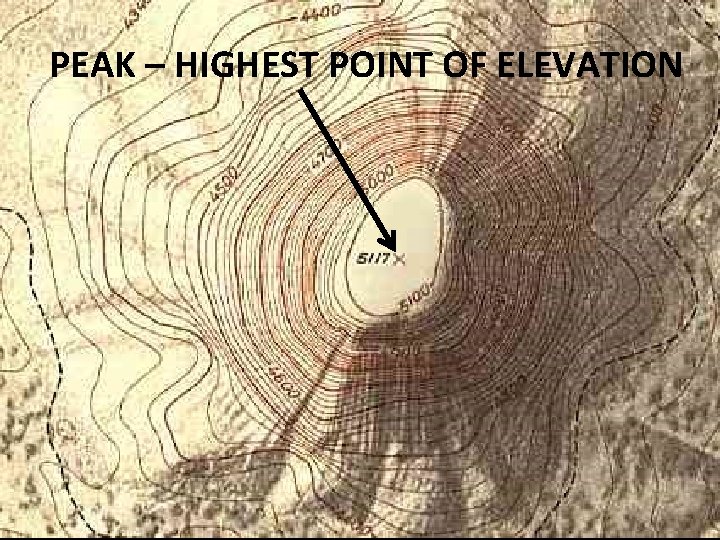 PEAK – HIGHEST POINT OF ELEVATION 