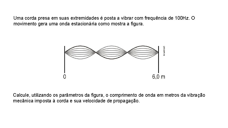 Uma corda presa em suas extremidades é posta a vibrar com frequência de 100